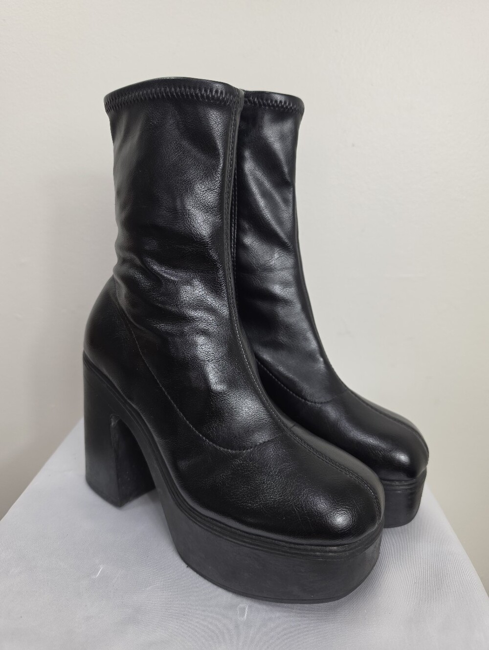 Call It Spring Black Platform Block Heel Ankle Boots